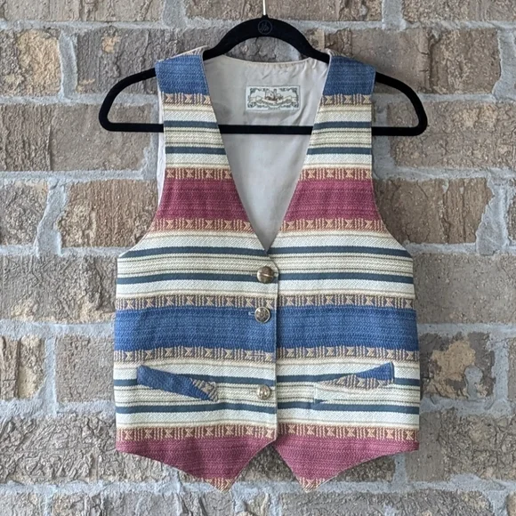 VTG 80s American Trendsetter Southwestern Stripe Vest Size Medium - Picture 10 of 10